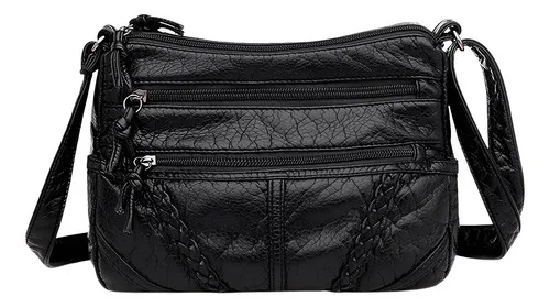 Bolsa Feminina Ombro Couro Transversal Pequena Tiracolo Mini Bolsinha Tira Colo Alça Lateral Crossbody Bag Moda Feminino Casual Retro Vintage Urbana Lebag Cor Preta