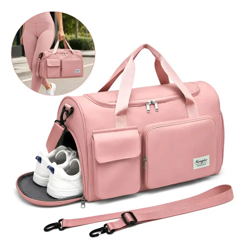 Bolsa Mala De Mão Dobrável Viagem Academia Artigos Tenis Rosa