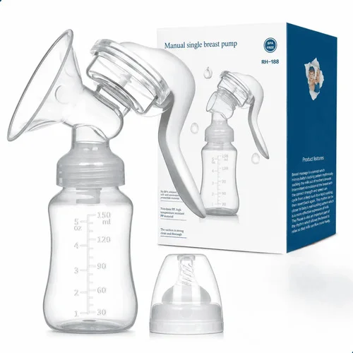 Bomba Manual Tira Leite Materno 150ml Extrator Com Mamadeira Coletor Amamentação Bebê Maternidade