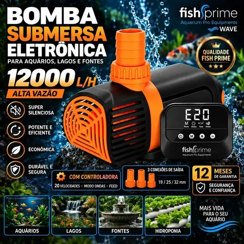 Bomba Submersa Ac 12000 L/h Para Aquários Lagos Fontes Peixe