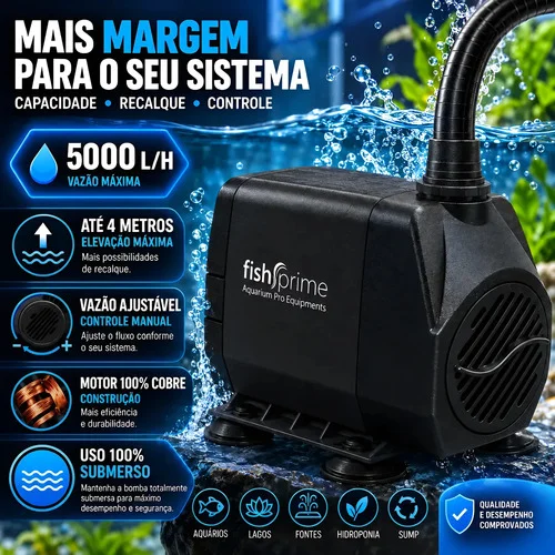 Bomba Submersa Para Lago Ornamental Pequeno Peixes 5000 L/h