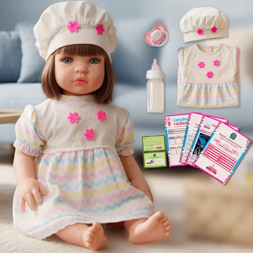 Boneca Adora Reborn 48cm Silicone Pode Dar Banho