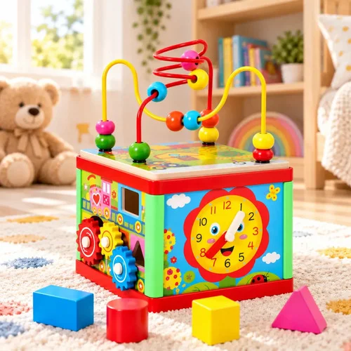 Brinquedo Cubo Didático Madeira Montessori Infantil 5 Em 1 Atacarejo Kids