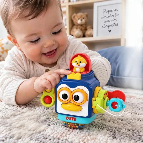 Brinquedo Cubo Sensorial Atividade Motora Educativa Bebê Azul-escuro