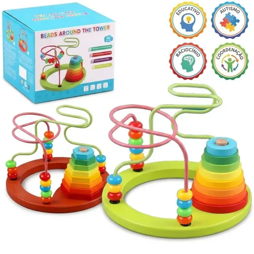 Brinquedo De Empilhar Didático Madeira Montessori Infantil Aramado Atacarejo Kids