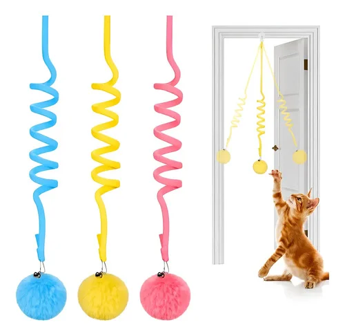 Brinquedo Interativo Gato Bola Pelúcia Mola Espiral Ventosa