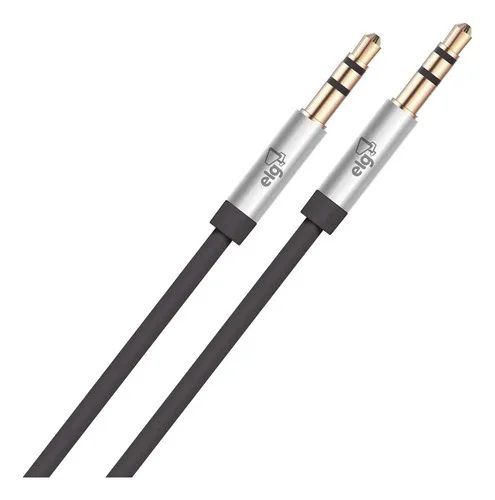 Cabo de Áudio P2 x P2 Estéreo 2m ELG Auxiliar 3,5mm Cobre Conectores Ouro 24K Alumínio Preto P3520HD