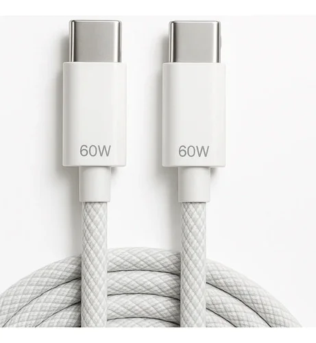 Cabo Usb-c Tipo C Turbo Nylon 2m 60w Compatível Com iPhone Branco