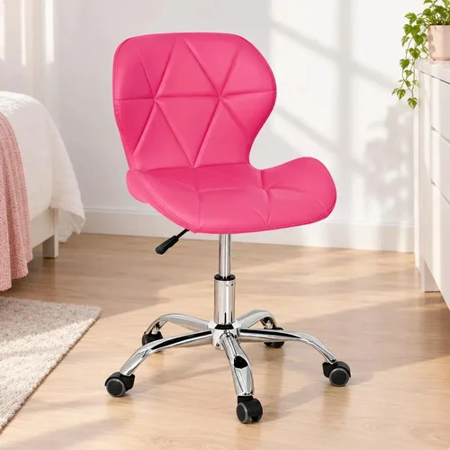 Cadeira De Escritório Eiffel Max Base Giratória Estofada com Regulagem de Altura e Rodizio em Silicone | Império Brazil Business Cor Rosa