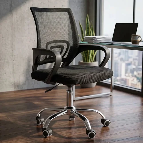Cadeira De Escritório Ergonomica Giratoria Office Secretaria Apoio Lombar Reforçado Estofado Mesh Altura Regulável