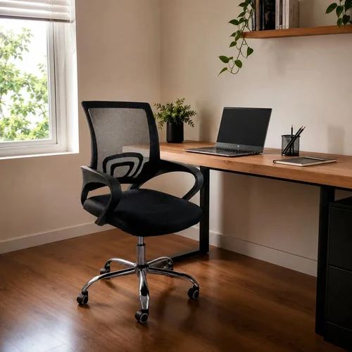 Cadeira Escritório Ergonômica Giratória Oficial Begonia Mesh Preto Espuma