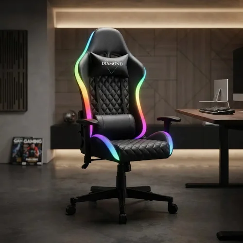 Cadeira Gamer Diamond Rgb Reclinável Com Braço Ajustável
