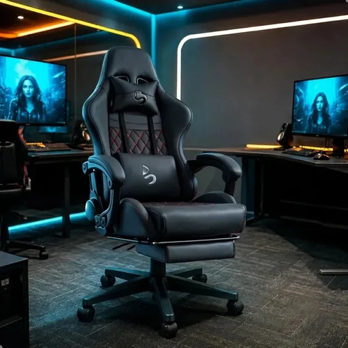 Cadeira Gamer Ergonômica Escritório 150kg Reclinável Confortável Premium Preto Couro Sintético