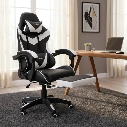 Cadeira Gamer Ergonômica Profissional Reclinável X-ray Cor Branco Material Do Estofamento Couro Sintético