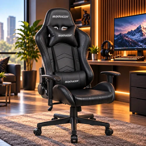 Cadeira Gamer Max Racer Aggressive Preta Ergonômica