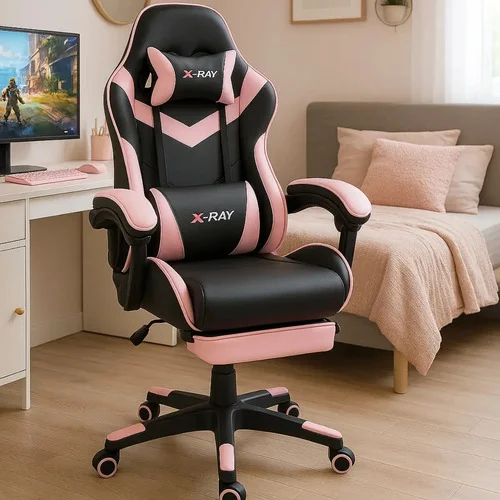 Cadeira Gamer Profissional Reclinável Apoio De Pés Cinza