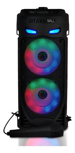 Caixa De Som 50w Bluetooth Tws Com Microfone E Controle Preto