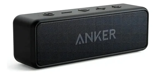 Caixa de Som Portátil Anker Soundcore 2 Bluetooth 5 IPX7 À Prova D'água 12W DSP Digital BassUp Graves Potentes 24h Bateria Estéreo Duplo Pareamento Alcance 20m Camping Praia Casa Viagem Cor Preto
