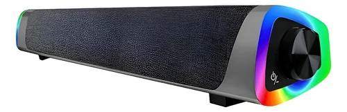 Caixa Som Soundbar Gamer Bluetooth Computador Pc Led Rgb 20w Preto