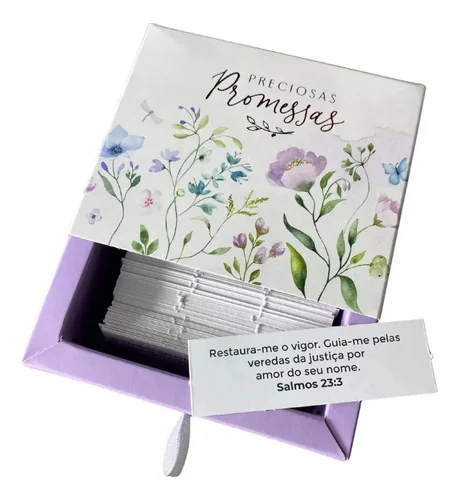 Caixinha Preciosas Promessas Flores Aquarela com Versículos Bíblicos