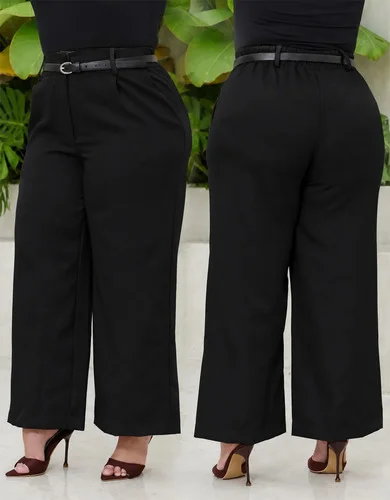 Calça Alfaiataria Plus Size Feminina Wide Leg Social Premium