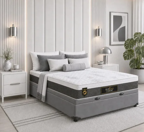 Cama Box Baú Casal Colchão Molas Ensacadas Masterpocket 138 Cinza