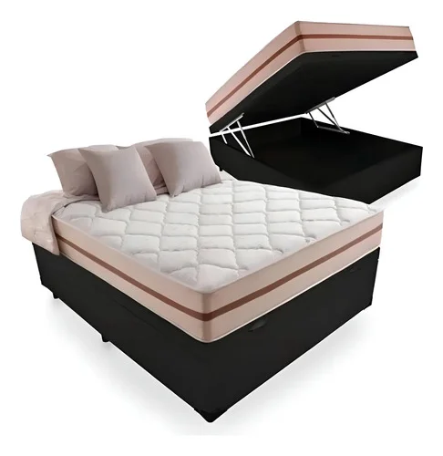 Cama Box Baú Casal Com Colchão Pillow Angel Molas Ensacadas