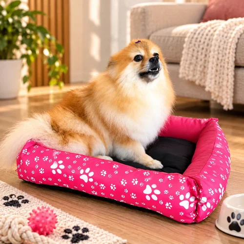 Cama Pet Impermeável Rosa/azul Pequena 45x45cm Cães E Gatos
