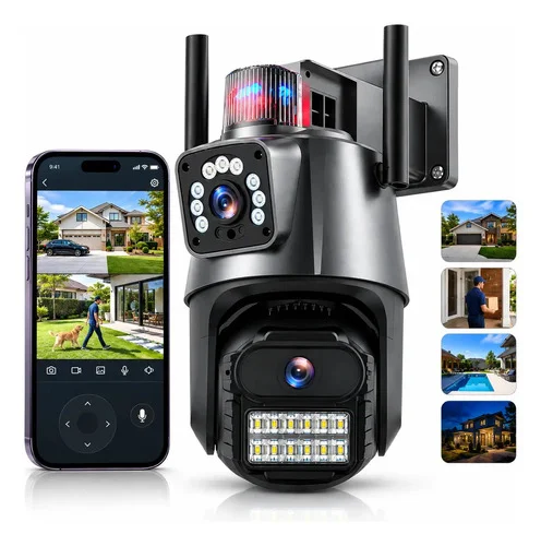 Câmera de Segurança IP VLX P11 8MP 4K Wi-Fi PTZ com Lente Dupla e Visão Noturna Colorida