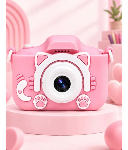 Câmera Fotogratica Infantil Digital Com 5 Jogos Foto E Vídeo Rosa
