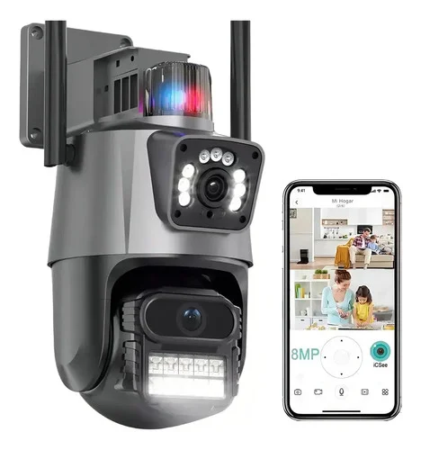 Câmera Segurança Ip Wifi P11 Lente Dupla 6mp Full Hd App Icsee Cor Preto G.Eye
