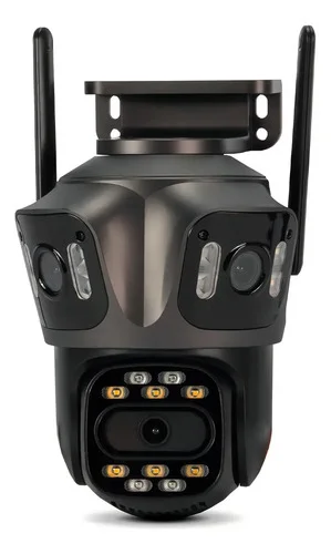 Camera Segurança P15 Ptz Wifi Externa Tripla Lente Icsee 9mp Preto