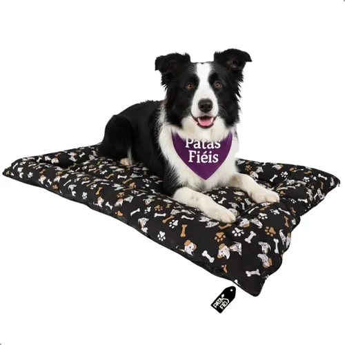 Caminha Colchonete Cachorro Grande Cama Colchão Pet 100x70 Lavável Resistente Impermeável - Patas Fiéis