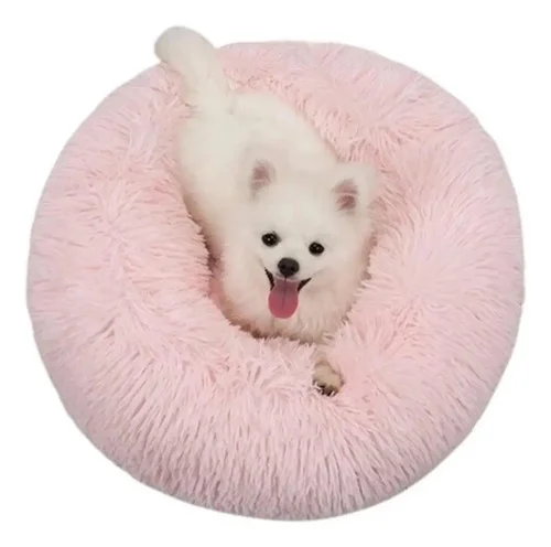 Caminha Nuvem Pet Donut Pelucia Redonda 60x60 Cama Gato Cão Cor Rosa Pink Desenho Liso