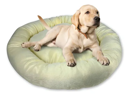 Caminha Pet Redonda De Pelúcia Aleplush Para Cachorros E Gatos G Cor Baunilha
