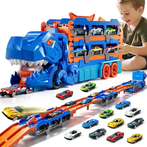 Caminhão Dinossauro Comendo Carros Brinquedo Com Pista Y Cars,Brinquedo Caminhão Transporte Dinossauro
