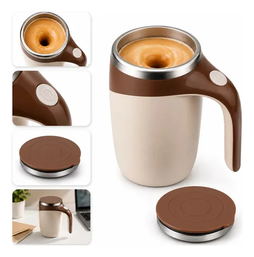 Caneca Mixer Inox Misturador Automático Recarregável Usb Cor De Café