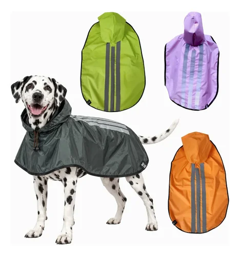 Capa De Chuva Pet Impermeável  Capuz Refletiva Para Cachorro