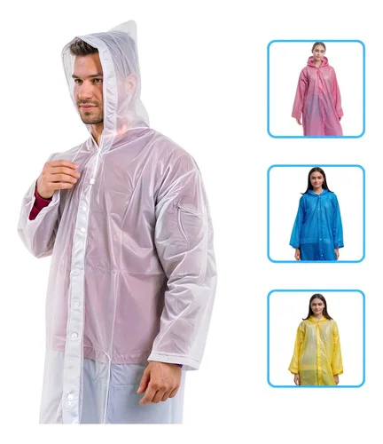 Capa De Chuva Transparente Pvc Resistente Unissex Adulto.