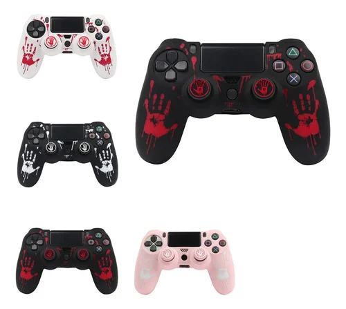 Capa Protetora Silicone Sangrando Para Controle Ps4 + 2 Grip