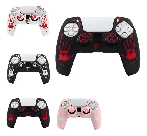 Capa Protetora Silicone Sangrando Para Controle Ps5 + 2 Grip