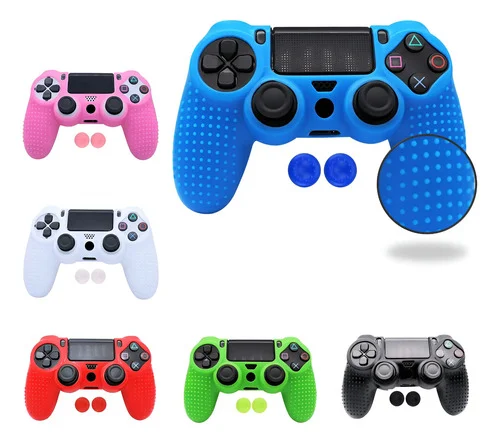 Capa Skin Silicone Antiderrapante Para Controle Ps4 + 2 Grip