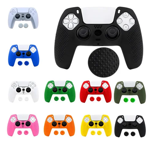 Capa Skin Silicone Antiderrapante Para Controle Ps5 + 2 Grip