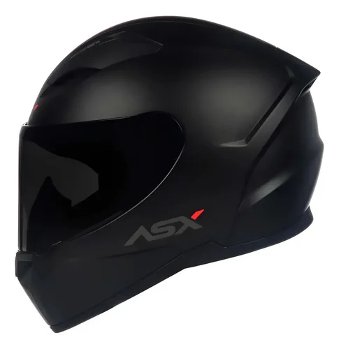 Capacete Fechado Asx City Solid Preto Fosco + Viseira Fumê Preto Sólido Fosco 60