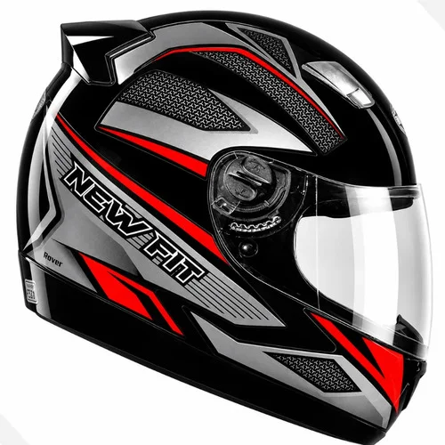 Capacete Fechado Ebf New Fit Rover Esportivo Moto Preto Preto C/ Vermelho Rover Brilhante 59/60