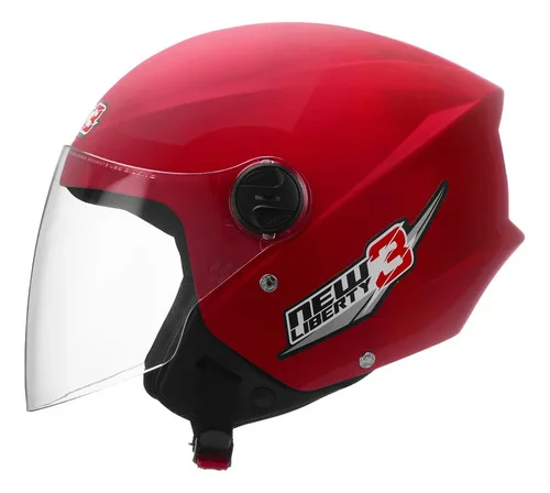 Capacete Moto Aberto New Liberty 3 Unissex Estiloso Urbano Vermelho M
