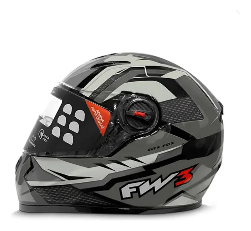 Capacete Moto Fechado Fw3 Modelo Gtx Fox Óculos Interno