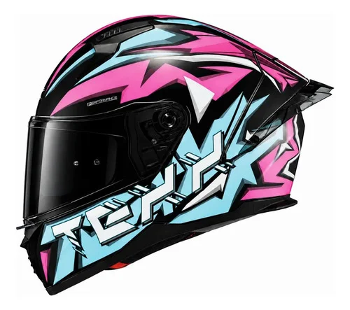 Capacete Moto Texx Raptor Genesis Com Viseira Fumê Fechado Rosa Genesis Brilhante 57/58