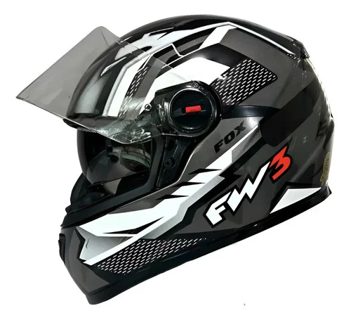 Capacete para moto Fw3 gtx fox com viseira solar grafite brilhante tamanho 58