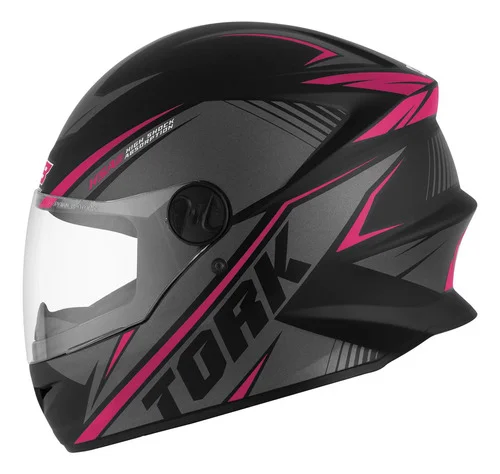 Capacete R8 Pro Tork Fundo Preto Rosa 57/58